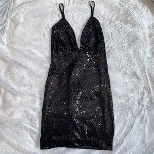 Missguided black sequin dress